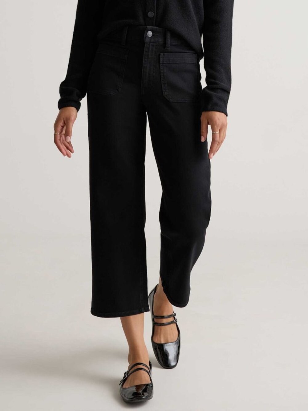 Quince Bella Stretch Patch Pocket Wide Leg Jeans Regular Length